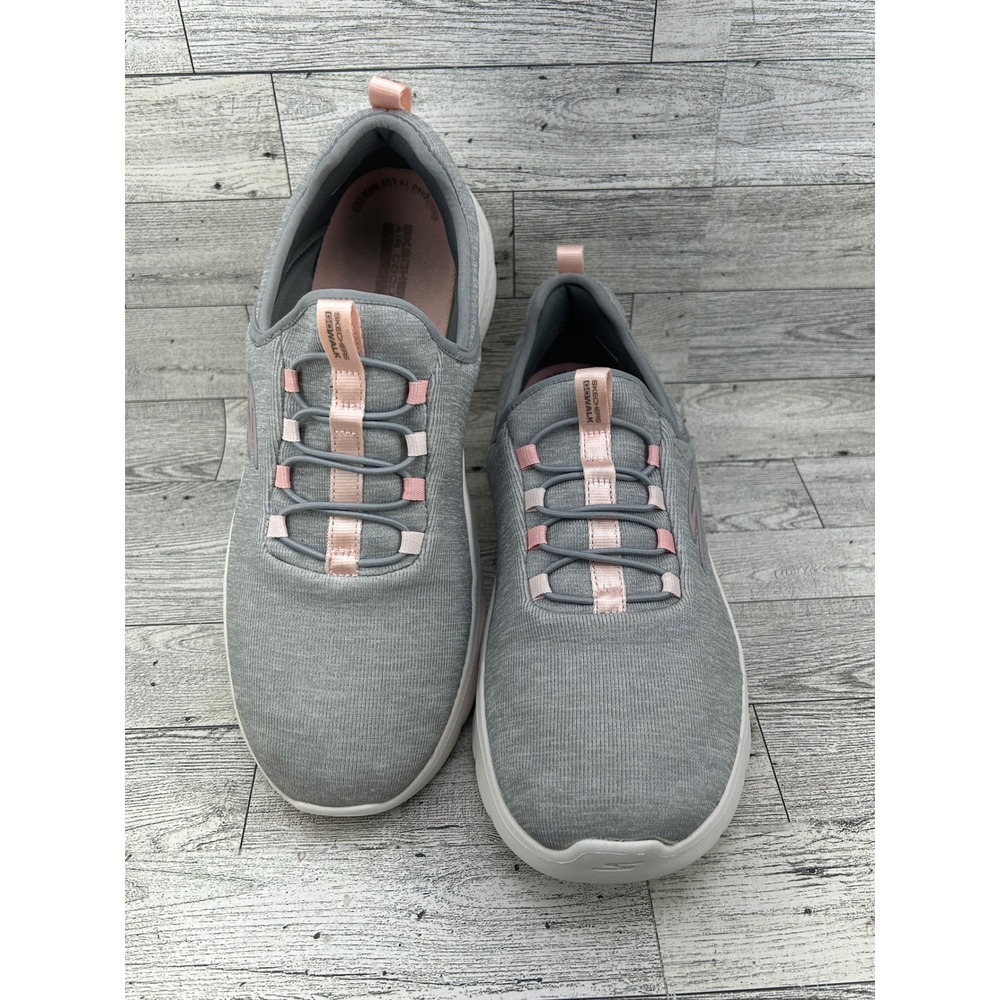 Skechers GoWalk 6 Women Size 10 Grey Pink Slip On Walking Shoes 124956 GYPK